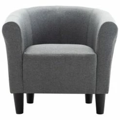 VidaXL Fauteuil et tabouret Gris clair Tissu -Fauteuils Soldes image 5 248034