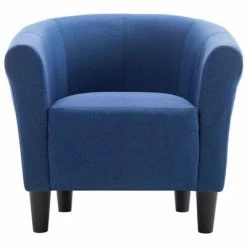 VidaXL Fauteuil et tabouret Bleu Tissu -Fauteuils Soldes image 5 248036