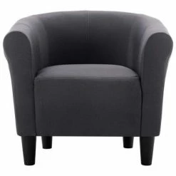 VidaXL Fauteuil et tabouret Noir Tissu -Fauteuils Soldes image 5 248037