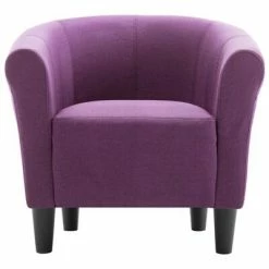 VidaXL Fauteuil et tabouret Violet Tissu -Fauteuils Soldes image 5 248038