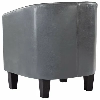 VidaXL Fauteuil avec repose-pied Gris Similicuir 7 VidaXL Fauteuil avec repose-pied Gris Similicuir – Image 5