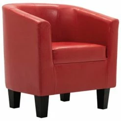 VidaXL Fauteuil avec repose-pied Rouge Similicuir -Fauteuils Soldes image 5 248062