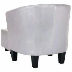 VidaXL Fauteuil avec repose-pied Argenté brillant Similicuir -Fauteuils Soldes image 5 248066