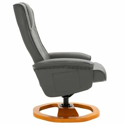 VidaXL Fauteuil TV pivotant avec repose-pied Gris Similicuir 7 VidaXL Fauteuil TV pivotant avec repose-pied Gris Similicuir – Image 5