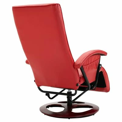 VidaXL Fauteuil TV pivotant Rouge Similicuir 7 VidaXL Fauteuil TV pivotant Rouge Similicuir – Image 5