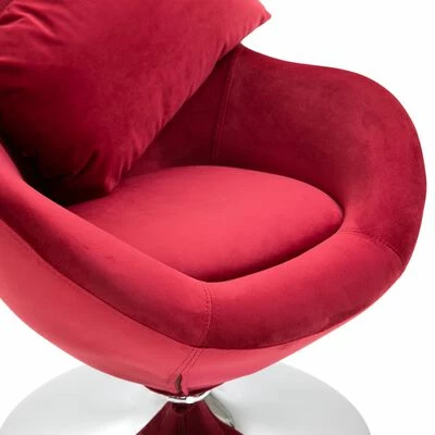 VidaXL Fauteuil pivotant en forme d’œuf avec coussin Rouge Velours 7 VidaXL Fauteuil pivotant en forme d’œuf avec coussin Rouge Velours – Image 5