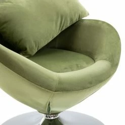 VidaXL Fauteuil pivotant en forme d’œuf avec coussin Vert clair Velours -Fauteuils Soldes image 5 248467