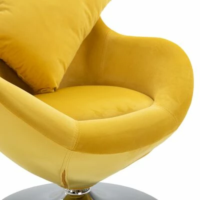 VidaXL Fauteuil pivotant en forme d’œuf avec coussin Jaune Velours 7 VidaXL Fauteuil pivotant en forme d’œuf avec coussin Jaune Velours – Image 5