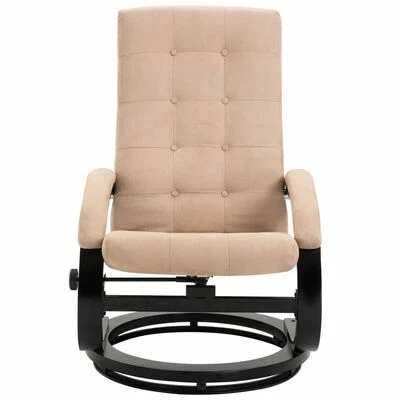 VidaXL Fauteuil inclinable avec repose-pieds Crème Tissu en daim 7 VidaXL Fauteuil inclinable avec repose-pieds Crème Tissu en daim – Image 5