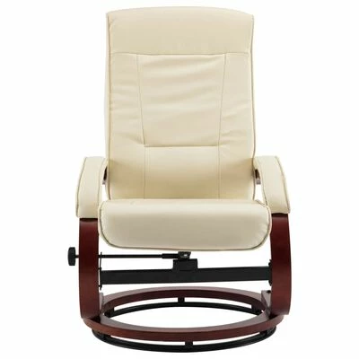 VidaXL Fauteuil inclinable avec repose-pied Crème Similicuir 7 VidaXL Fauteuil inclinable avec repose-pied Crème Similicuir – Image 5