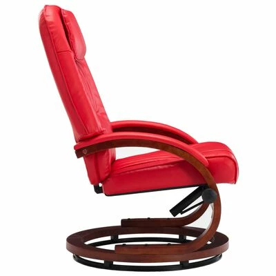 VidaXL Fauteuil inclinable avec repose-pied Rouge Similicuir 7 VidaXL Fauteuil inclinable avec repose-pied Rouge Similicuir – Image 5