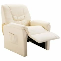 VidaXL Chaise inclinable Crème Similicuir -Fauteuils Soldes image 5 248979