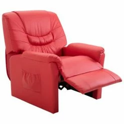 VidaXL Chaise inclinable Rouge Similicuir -Fauteuils Soldes image 5 248981