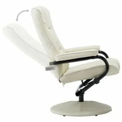 VidaXL Fauteuil TV avec repose-pied Crème Similicuir -Fauteuils Soldes image 5 249299