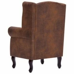 VidaXL Fauteuil Chesterfield et repose-pieds Marron Similicuir daim -Fauteuils Soldes image 5 281277