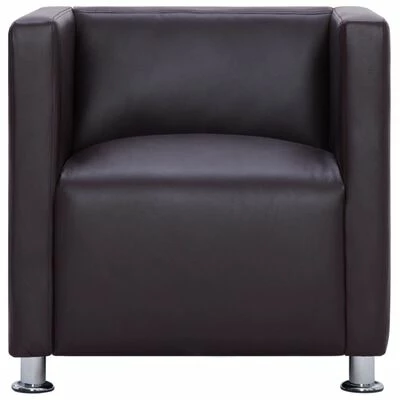 VidaXL Fauteuil cube Marron Similicuir 7 VidaXL Fauteuil cube Marron Similicuir â Image 5