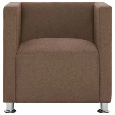 VidaXL Fauteuil cube Marron Tissu 7 VidaXL Fauteuil cube Marron Tissu – Image 5