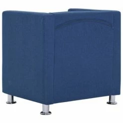 VidaXL Fauteuil cube Bleu Tissu -Fauteuils Soldes image 5 282147