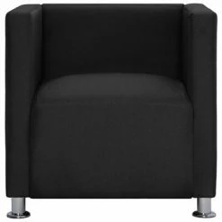 VidaXL Fauteuil cube Noir Tissu -Fauteuils Soldes image 5 282149
