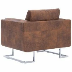 VidaXL Fauteuil cube Marron Similicuir daim -Fauteuils Soldes image 5 282153