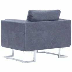 VidaXL Fauteuil cube Gris Similicuir daim -Fauteuils Soldes image 5 282154