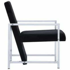 VidaXL Fauteuil avec pieds en chrome Noir Velours -Fauteuils Soldes image 5 282157