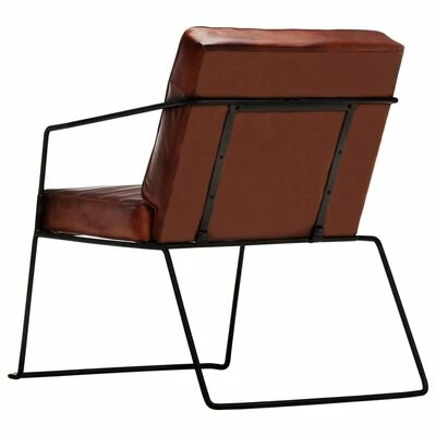 VidaXL Fauteuil Marron foncé Cuir véritable 7 VidaXL Fauteuil Marron foncé Cuir véritable – Image 5