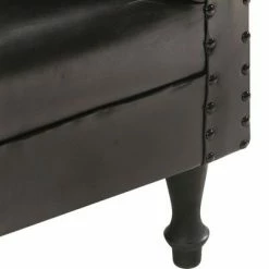 VidaXL Fauteuil Noir Cuir véritable -Fauteuils Soldes image 5 286593