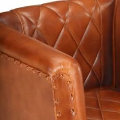 VidaXL Fauteuil Marron Cuir véritable de chèvre -Fauteuils Soldes image 5 286616