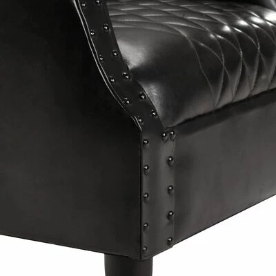VidaXL Fauteuil tube Noir 62x58x65 cm Cuir véritable 7 VidaXL Fauteuil tube Noir 62x58x65 cm Cuir véritable – Image 5