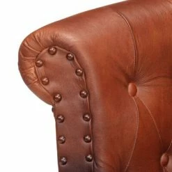 VidaXL Fauteuil Marron Cuir de chèvre véritable -Fauteuils Soldes image 5 288287