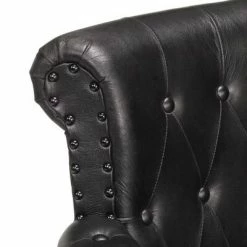 VidaXL Fauteuil Noir Cuir de chèvre véritable -Fauteuils Soldes image 5 288288