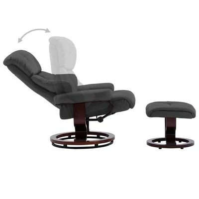 VidaXL Fauteuil avec repose-pied Anthracite Similicuir et bois courbé 7 VidaXL Fauteuil avec repose-pied Anthracite Similicuir et bois courbé – Image 5