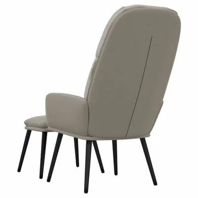 VidaXL Chaise de relaxation avec tabouret Gris clair Velours 7 VidaXL Chaise de relaxation avec tabouret Gris clair Velours – Image 5