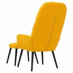 VidaXL Chaise de détente et repose-pied Jaune moutarde Velours -Fauteuils Soldes image 5 3097360