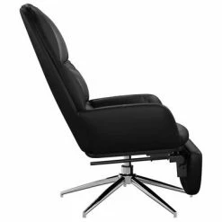 VidaXL Chaise de relaxation avec tabouret Noir brillant Similicuir -Fauteuils Soldes image 5 3097373