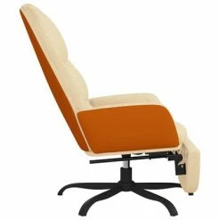 VidaXL Chaise de relaxation avec repose-pied Crème Tissu -Fauteuils Soldes image 5 3097396