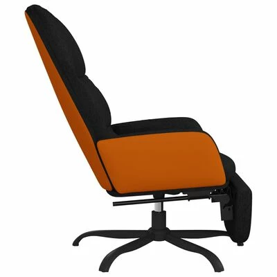 VidaXL Chaise de relaxation avec repose-pied Noir Tissu 7 VidaXL Chaise de relaxation avec repose-pied Noir Tissu – Image 5