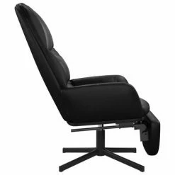 VidaXL Chaise de relaxation avec tabouret Noir Similicuir -Fauteuils Soldes image 5 3097415