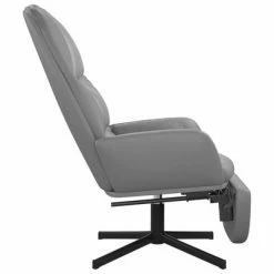 VidaXL Chaise de relaxation avec tabouret Gris Similicuir -Fauteuils Soldes image 5 3097418
