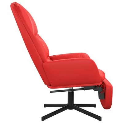 VidaXL Chaise de relaxation avec tabouret Rouge Similicuir 7 VidaXL Chaise de relaxation avec tabouret Rouge Similicuir – Image 5