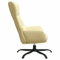 VidaXL Chaise de relaxation avec tabouret Crème Similicuir -Fauteuils Soldes image 5 3097445