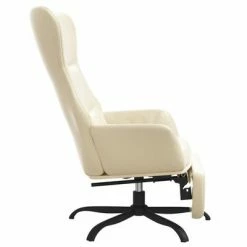 VidaXL Chaise de relaxation avec repose-pied Crème Similicuir -Fauteuils Soldes image 5 3097452