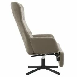 VidaXL Chaise de relaxation avec repose-pieds Gris clair Velours -Fauteuils Soldes image 5 3097495