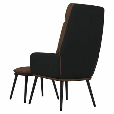 VidaXL Chaise de relaxation avec tabouret Marron Tissu et similicuir 7 VidaXL Chaise de relaxation avec tabouret Marron Tissu et similicuir – Image 5