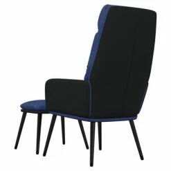 VidaXL Chaise de relaxation avec tabouret Bleu Tissu et similicuir 12 VidaXL Chaise de relaxation avec tabouret Bleu Tissu et similicuir -Fauteuils Soldes image 5 3097510