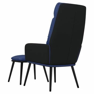 VidaXL Chaise de relaxation avec tabouret Bleu Tissu et similicuir 7 VidaXL Chaise de relaxation avec tabouret Bleu Tissu et similicuir – Image 5