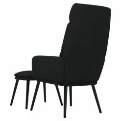 VidaXL Chaise de relaxation avec tabouret Noir Tissu et similicuir -Fauteuils Soldes image 5 3097511
