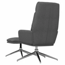 VidaXL Chaise de relaxation avec tabouret Gris foncé Tissu 12 VidaXL Chaise de relaxation avec tabouret Gris foncé Tissu -Fauteuils Soldes image 5 3097514