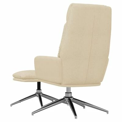 VidaXL Chaise de relaxation avec tabouret Crème Tissu 7 VidaXL Chaise de relaxation avec tabouret Crème Tissu – Image 5